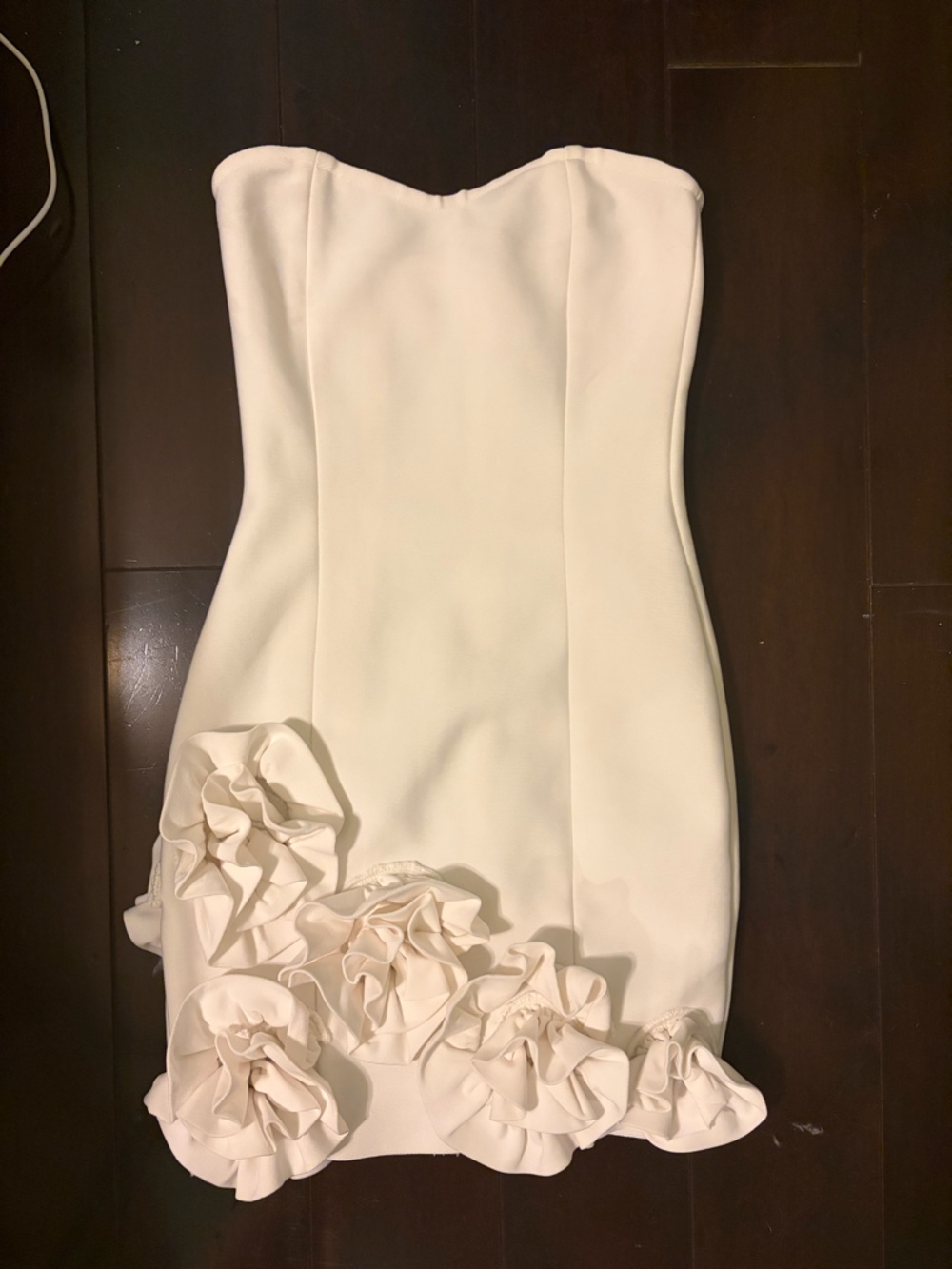 Hello Molly Cream Strapless Floral Appliqué Mini Dress